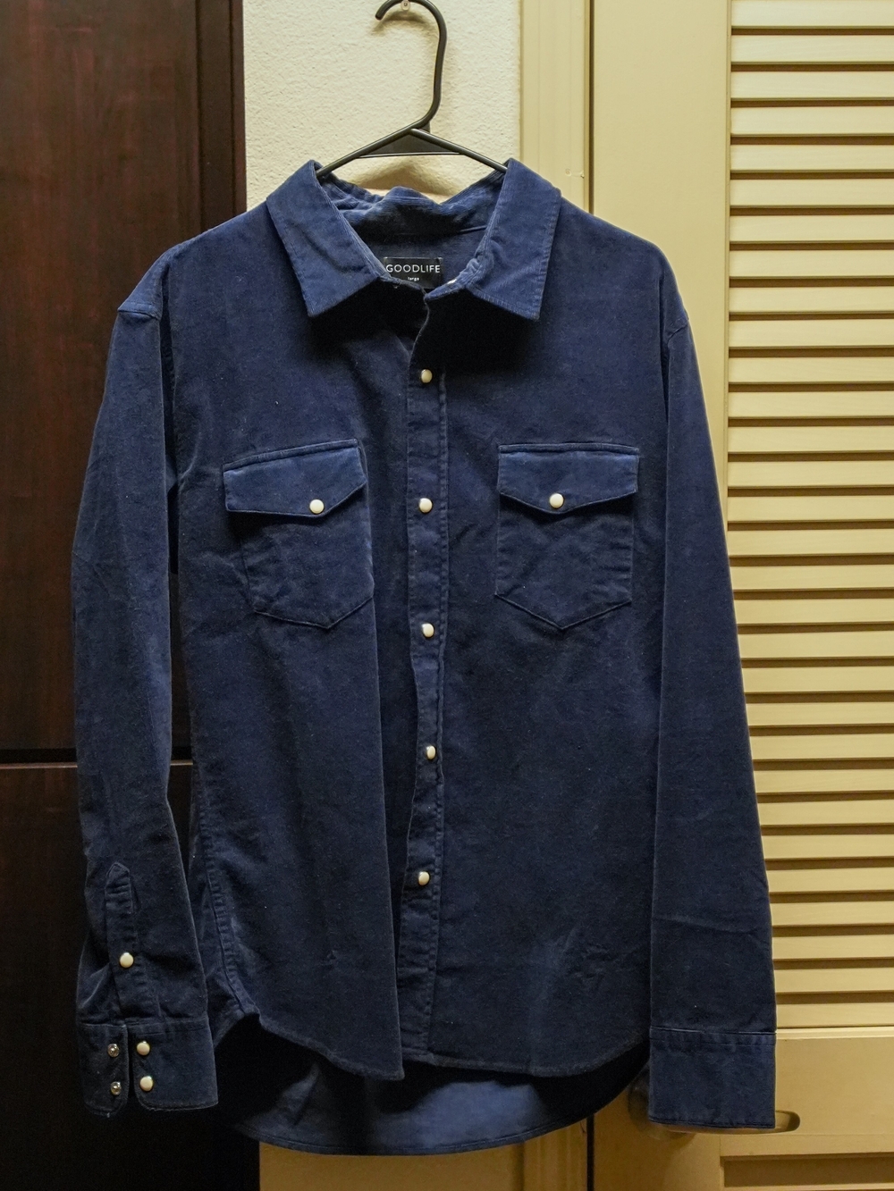 Goodlife Dark Blue Corduroy Snap-Front Shirt